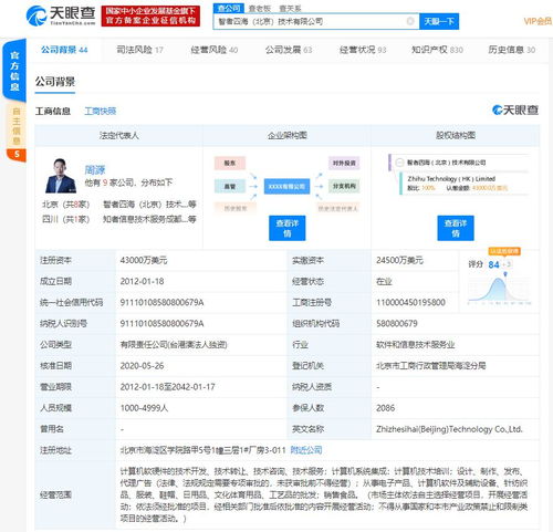 快訊 關(guān)聯(lián)公司注冊資本大幅提升至4.3億元，彰顯技術(shù)開發(fā)領(lǐng)域擴(kuò)張雄心